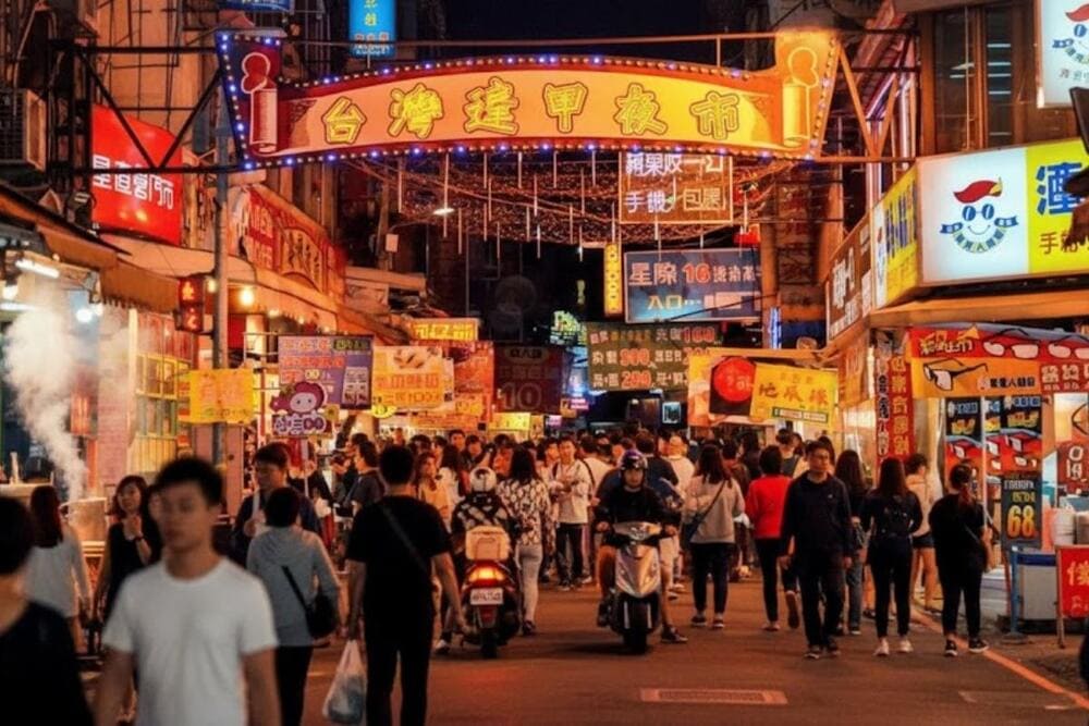 Dạo đêm chợ Fengjia.